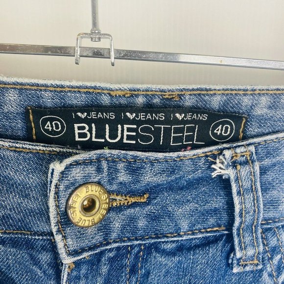 BlueSteel Size 40 Denim Shorts distressed 36W - Picture 2 of 7